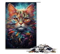 Puzzle da 1000 pezzi per adulti colorato psichedelico anima animale gatto fai da te giocattoli ottimi regali per Natale per adolescenti dai 14 anni in su 75x50 cm.