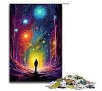 Puzzle da 1000 pezzi per adulti colorato psichedelico Camminando tra le stelle opera d'arte regalo di compleanno decorazione da parete 75x50 cm.
