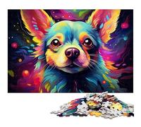Puzzle da 1000 pezzi per adulti colorato psichedelico cane chihuahua sfida educativa antistress sfida difficile 1000 pezzi (38x26 cm)