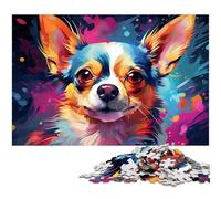 Puzzle da 1000 pezzi per adulti colorato psichedelico giocattolo per cani Chihuahua gioco intellettuale gioco di puzzle impegnativo e gioco per famiglie 1000 pezzi (38x26 cm)