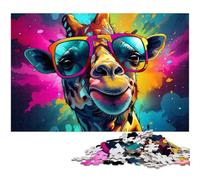 Puzzle da 1000 pezzi per adulti colorato psichedelico giraffa arte sfida educativa antistress sfida difficile 1000 pezzi (38x26 cm)
