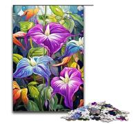 Puzzle da 1000 pezzi per adulti colorato psichedelico orientale trillium bianco puzzle per famiglie con poster abbinato e foglio di quiz 1000 pezzi (75x50 cm)