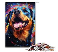 Puzzle da 1000 pezzi per adulti colorato psichedelico Rottweiler gioco rilassante per famiglie antistress sfida difficile 75x50 cm