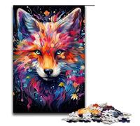 Puzzle da 1000 pezzi per adulti colorato psichedelico volpe al neon idee regalo per stimolare l'intelletto e l'educazione 75x50 cm