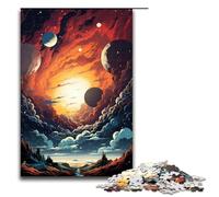 Puzzle da 1000 pezzi per adulti colorato Psychedelia delle meraviglie del pianeta cosmico rompicapo regalo di Natale e compleanno 75x50 cm