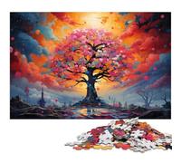 Puzzle da 1000 pezzi per adulti colorato puzzle con albero rosa opera d'arte per adolescenti dai 14 anni in su 1000 pezzi (75x50 cm)