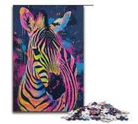 Puzzle da 1000 pezzi per adulti colorato puzzle psichedelico con animali zebra puzzle per bambini puzzle in legno gioco educativo per adulti 1000 pezzi (38x26 cm)