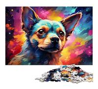 Puzzle da 1000 pezzi per adulti colorato puzzle psichedelico di cane Chihuahua per bambini puzzle di carta gioco educativo per adulti 1000 pezzi (38x26 cm)