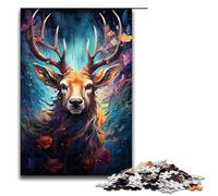 Puzzle da 1000 pezzi per adulti colorato puzzle psichedelico di cervi tra i fiori gioco impegnativo un'opera d'arte adatta per adolescenti dai 14 anni in su 75x50 cm