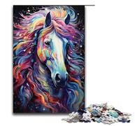 Puzzle da 1000 pezzi per adulti colorato puzzle psichedelico di esplorazione spaziale con cavallo gioco pratico (dimensioni 75x50 cm)