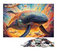 Puzzle da 1000 pezzi per adulti colorato raffigurante una balena blu da usare come gioco educativo giocattolo o opera d'arte regalo (dimensioni 75x50 cm)