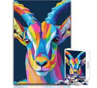 Puzzle da 1000 pezzi per adulti, colorato, ritratto pop art di gazzella, tranquillo e rilassante, per il tempo libero, con bordi di precisione, giocattolo artigianale, dimensioni 38x52cm
