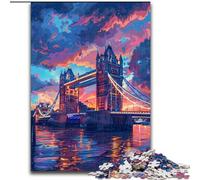 Puzzle da 1000 pezzi per adulti, colorato Tower Bridge di Londra in legno, perfetto per il divertimento in famiglia durante i compleanni, Natale 50x75cm, coinvolgente attività di gioco per la famiglia