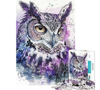 Puzzle da 1000 pezzi per adulti colore viola con gufo ideale come regalo o per decorare la parete (dimensioni 38x52cm)