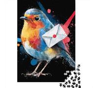 Puzzle Da 1000 Pezzi Per Adulti Colorful Bird with Envelope Art Print Puzzle Per Adulti Giochi Rilassanti Decorazione Perfetta Regali Unici Per Compleanno E Natale 38x26cm/1000pcs