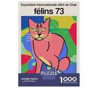 Puzzle Da 1000 Pezzi Per Adulti Colorful Cat Expo Puzzle Rompicapo Gioco Di Logica Gara Di Velocità Manuale Ottimo Regalo Per I Giocatori 52x38cm/1000pcs