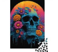 Puzzle Da 1000 Pezzi Per Adulti Colorful Floral Skull Art Print Puzzle Per Adulti Gioco Rompicapo Corsa Di Velocità Manuale Regalo Antistress 52x38cm/1000pcs