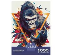 Puzzle Da 1000 Pezzi Per Adulti Colorful Gorilla Portrait with Geometric Shapes Puzzle Gioco Rompicapo Regalo Per Donne Difficile E Stimolante 38x26cm/1000pcs