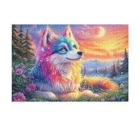 Puzzle Da 1000 Pezzi Per Adulti Colorful Wolf Forest 75x50cm Motivo Artistico Ideale Per Amanti Dell'Arte Decorazione Murale Opera D'Arte Collezionabile