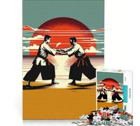 Puzzle da 1000 pezzi per adulti, combattimento Aikido al tramonto, arte, gioco impossibile, sfida difficile, rafforza l'amore tra le coppie 38x26cm