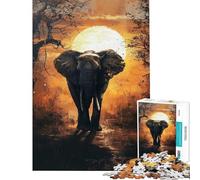 Puzzle da 1000 pezzi per adulti con alba elefante maestoso gioco di puzzle decorazione da parete un'opera d'arte ideale come regalo per tutta la famiglia (dimensioni 38x26cm)
