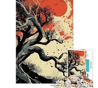 Puzzle da 1000 pezzi per adulti con albero asiatico e paesaggio rosso gioco per famiglie ideale per passare il tempo in casa o in vacanza compleanno e Natale (dimensioni 38x52cm)