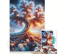 Puzzle da 1000 pezzi per adulti con albero astratto in montagna, gioco impossibile, rilassante e stimolante per la mente, ideale come decorazione da scrivania 50x75cm