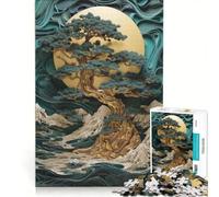 Puzzle da 1000 pezzi per adulti con albero bonsai astratto, antistress, difficile, ideale come elemento della lista dei desideri con Babbo Natale 50x75cm