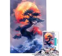 Puzzle da 1000 pezzi per adulti con albero bonsai luna e onde dell'oceano ideale per compleanno Natale decorazione per la casa e giochi rilassanti dai 14 anni in su (38x52cm)