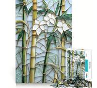 Puzzle da 1000 pezzi per adulti con albero di bambù e vetrata artistica,incastri precisi,divertente,intelligente,regalo,momento di pace,decorazione per compleanno (38x26cm)