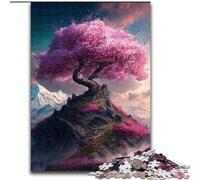 Puzzle da 1000 pezzi per adulti con albero di ciliegio rosa in fiore,in legno,ideale per divertimento in famiglia,relax e regali di Natale,50x75cm,per adolescenti e divertimento in famiglia