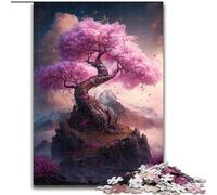 Puzzle da 1000 pezzi per adulti con albero di ciliegio rosa in fiore, realizzato in legno, perfetto regalo di Natale e Capodanno, regalo di festa 50x75cm per gioco interattivo per famiglie