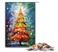 Puzzle da 1000 pezzi per adulti con albero di Natale circondato da schizzi nel cielo Gioco puzzle ideale come regalo per tutta la famiglia 75x50 cm