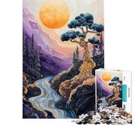 Puzzle da 1000 pezzi per adulti con albero dorato bonsai e fiume texture estetica Puzzle per adulti rilassante di analisi e logica difficile e stimolante (dimensioni 50x75cm)