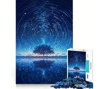 Puzzle da 1000 pezzi per adulti con albero e riflesso stellato, pezzi ben definiti, gioco di abilità mentale, divertente e rilassante, scena natalizia (50x75cm)