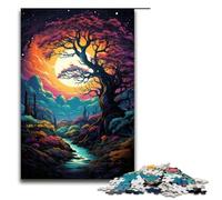 Puzzle da 1000 pezzi per adulti con albero psichedelico colorato paesaggio magico gioco educativo sfida giocattolo opera d'arte regalo 75x50 cm