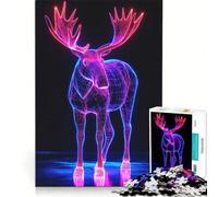 Puzzle da 1000 pezzi per adulti con alce al neon a struttura reticolare gioco educativo divertente e spiritoso regalo di compleanno regalo 38x26cm