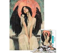 Puzzle da 1000 pezzi per adulti con ali d'angelo nere gioco da parete sfida impegnativa ideale come regalo per tutta la famiglia (dimensioni 38x52cm)