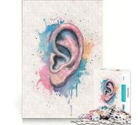 Puzzle da 1000 pezzi per adulti con anatomia dell'orecchio ad acquerello giocattolo artistico da parete decorazione perfetta compleanno e Natale 38x26cm