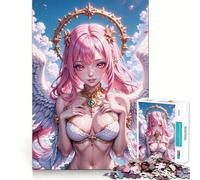 Puzzle da 1000 pezzi per adulti con angelo dai capelli rosa,gioco di memoria,incastro perfetto,compatto e divertente per tutta la famiglia (50x75cm)