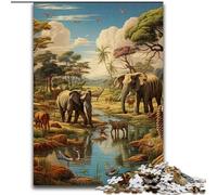 Puzzle da 1000 pezzi per adulti con animali africani, in cartone, stimolante rompicapo per adolescenti e famiglie, 1000 pezzi(26x38cm)