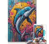 Puzzle da 1000 pezzi per adulti con animali che saltano e focene, gioco interattivo, interazione genitore-figlio, ideale come regalo per tutta la famiglia 38x26cm