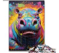Puzzle da 1000 pezzi per adulti con animali ippopotami, puzzle per adulti, dimensioni 50x75cm, gioco interattivo per famiglie, regalo artigianale con opere d'arte colorate