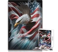 Puzzle da 1000 pezzi per adulti con aquila americana sulla bandiera degli Stati Uniti, gioco educativo, attività per famiglie, regali di Babbo Natale segreto, dimensioni 38x26cm