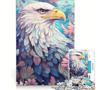 Puzzle da 1000 pezzi per adulti con aquila calva tra i fiori, gioco per famiglie, difficile e stimolante, regalo di compleanno e originale 50x75cm