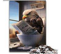 Puzzle da 1000 pezzi per adulti con aquila che legge il giornale, in legno, attività divertente per la casa, 50x75cm, per decorazioni per la casa, allenamento del cervello e regali per le feste