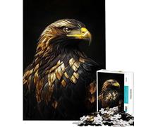 Puzzle da 1000 pezzi per adulti con aquila nera e oro ideale come regalo di compleanno o di Natale Gioco educativo per maggiori di 14 anni 38x26cm