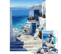 Puzzle da 1000 pezzi per adulti con architettura e paesaggi marini di isole greche Giocattolo educativo gioco pratico per l'apprendimento idea regalo (dimensioni 50x75cm)