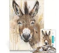 Puzzle da 1000 pezzi per adulti con asinello e simpatici animali, gioco rompicapo, decorazione perfetta, compleanno e Natale 50x75cm