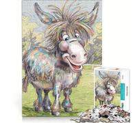 Puzzle da 1000 pezzi per adulti con asinello sorridente e peloso in piedi, gioco educativo, migliora la memoria, compleanno e Natale 50x75cm
